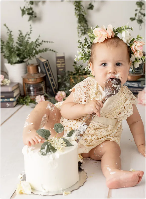 Baby Eating Cake During Cake Smash